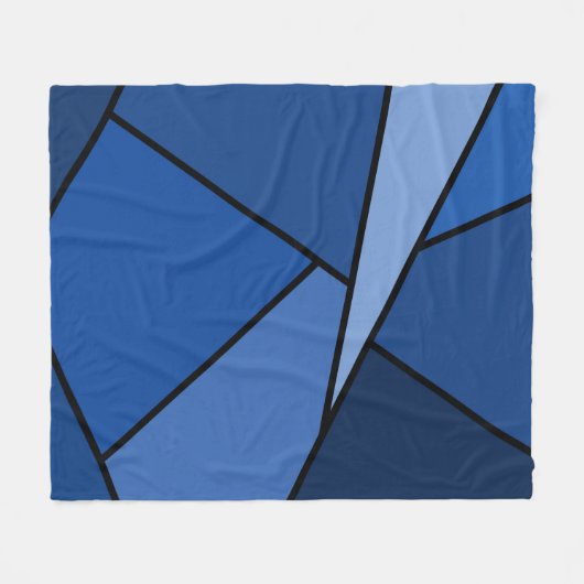 Abstracte blauwe polygons fleece deken (Voorkant (Horizontaal))