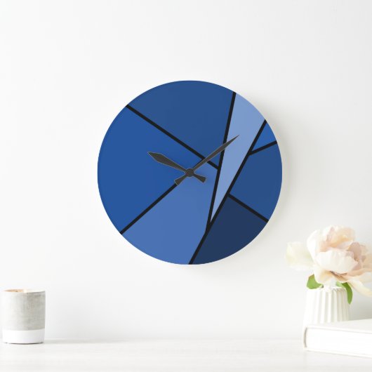 Abstracte blauwe polygons grote klok (Huis)