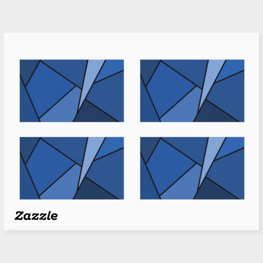 Abstracte blauwe polygons rechthoekige sticker (Vel)