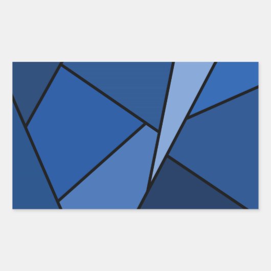 Abstracte blauwe polygons rechthoekige sticker (Voorkant)