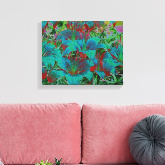 Abstracte blauwe regendruppels canvas afdruk (Insitu (Woonkamer))