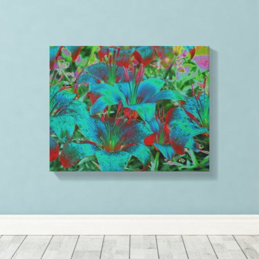Abstracte blauwe regendruppels canvas afdruk (Insitu (Houten vloer))