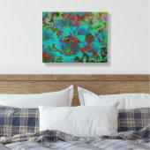 Abstracte blauwe regendruppels canvas afdruk (Insitu (Slaapkamer))