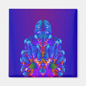 Abstracte blauwe robot magneet (Voorkant)