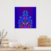 Abstracte Blauwe Robot Poster (Keuken)