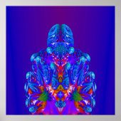 Abstracte Blauwe Robot Poster (Voorkant)
