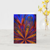 Abstracte blauwe rode kleuren Opmerking Kaart (Gele Bloem)