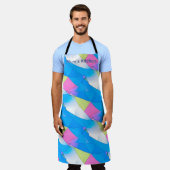 Abstracte Blauwe Rondingen Moeders Keuken Schort (Gedragen)
