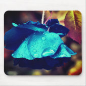 Abstracte blauwe Roos ventilatorkunst Muismat (Voorkant)