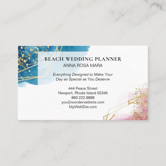 *~* Abstracte blauwe roze gouden bollen Visitekaartje (Achterkant)