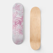 Abstracte blauwe roze lavendel witte glitter marme persoonlijk skateboard (Voorkant)