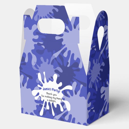 Abstracte blauwe schotterschilderdag afspelen bedankdoosjes (Geopend)