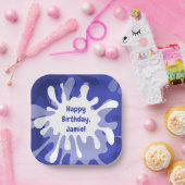 Abstracte blauwe schotterschilderdag afspelen papieren bordje (Feest)