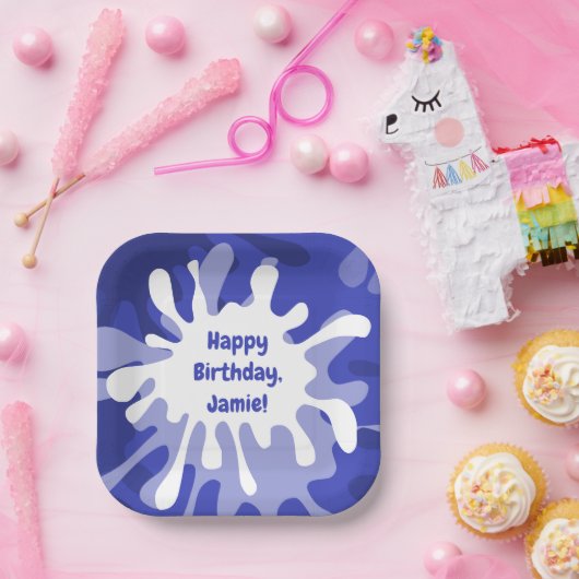 Abstracte blauwe schotterschilderdag afspelen papieren bordje (Feest)