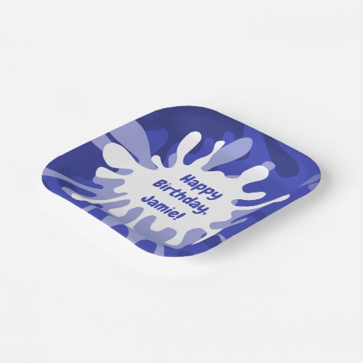 Abstracte blauwe schotterschilderdag afspelen papieren bordje (Gebogen)