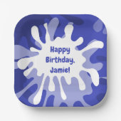 Abstracte blauwe schotterschilderdag afspelen papieren bordje (Voorkant)