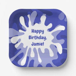 Abstracte blauwe schotterschilderdag afspelen papieren bordje