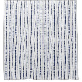 Abstracte blauwe shibori-verticale lijnen douchegordijn (Voorkant)