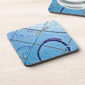 Abstracte blauwe spiegelmozaïek bier onderzetter (Linkerzijde)