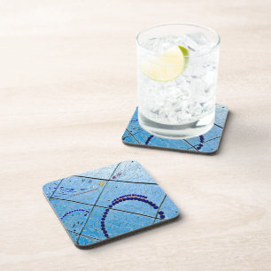 Abstracte blauwe spiegelmozaïek bier onderzetter