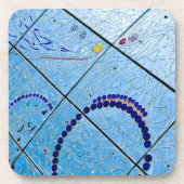 Abstracte blauwe spiegelmozaïek bier onderzetter (Voorkant)