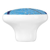Abstracte blauwe spiegelmozaïek keramische knop (Zijkant)