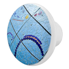 Abstracte blauwe spiegelmozaïek keramische knop