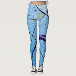 Abstracte blauwe spiegelmozaïek leggings