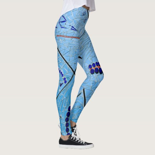 Abstracte blauwe spiegelmozaïek leggings (Rechts)