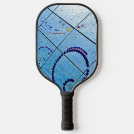 Abstracte blauwe spiegelmozaïek pickleball paddle