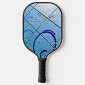 Abstracte blauwe spiegelmozaïek pickleball paddle (Achterkant)