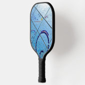Abstracte blauwe spiegelmozaïek pickleball paddle (Links)