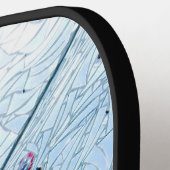 Abstracte blauwe spiegelmozaïek pickleball paddle (Links Detail)