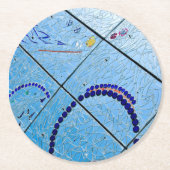 Abstracte blauwe spiegelmozaïek ronde kartonnen onderzetter (Voorkant)