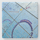 Abstracte blauwe spiegelmozaïek stenen onderzetter (Voorkant)