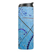 Abstracte blauwe spiegelmozaïek thermosbeker (Gedraaid links)