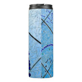 Abstracte blauwe spiegelmozaïek thermosbeker (Achterkant)