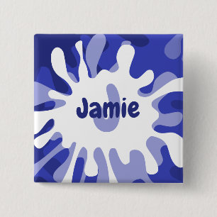 Abstracte blauwe splatter-schildernaam Button