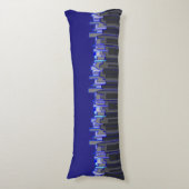Abstracte Blauwe Stadssilhouet Kunst Lichaamskussen (Voorkant Verticaal)