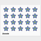 ABSTRACTE BLAUWE STAR MET GEEL TOPAZ GEM STONE STER STICKER (Vel)