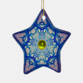 ABSTRACTE BLAUWE STAR MET GEM STONE KERAMISCH ORNAMENT (Rechts)