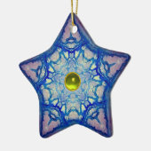 ABSTRACTE BLAUWE STAR MET GEM STONE KERAMISCH ORNAMENT (Links)