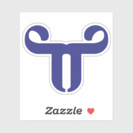 Abstracte Blauwe Stier T Letter Sticker
