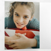 Abstracte Blauwe Swash, Moderne Typografie & Foto Drieluik Wenskaart (Binnenzijde eerst)