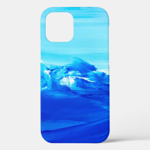 Abstracte blauwe tekenachtergrond. Moderne kunst. iPhone 12 Hoesje
