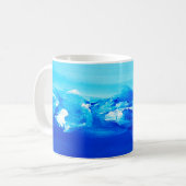 Abstracte blauwe tekenachtergrond. Moderne kunst. Koffiemok (Voorkant links)