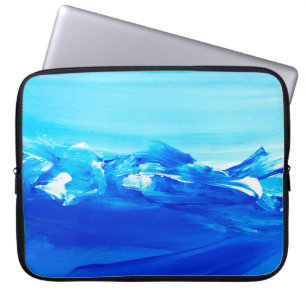 Abstracte blauwe tekenachtergrond. Moderne kunst. Laptop Sleeve