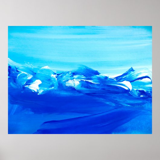 Abstracte blauwe tekenachtergrond. Moderne kunst. Poster (Voorkant)