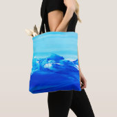 Abstracte blauwe tekenachtergrond. Moderne kunst. Tote Bag (Dichtbij)