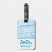 Abstracte blauwe textuur | jouw namen toevoegen bagagelabel (Achterkant verticaal)